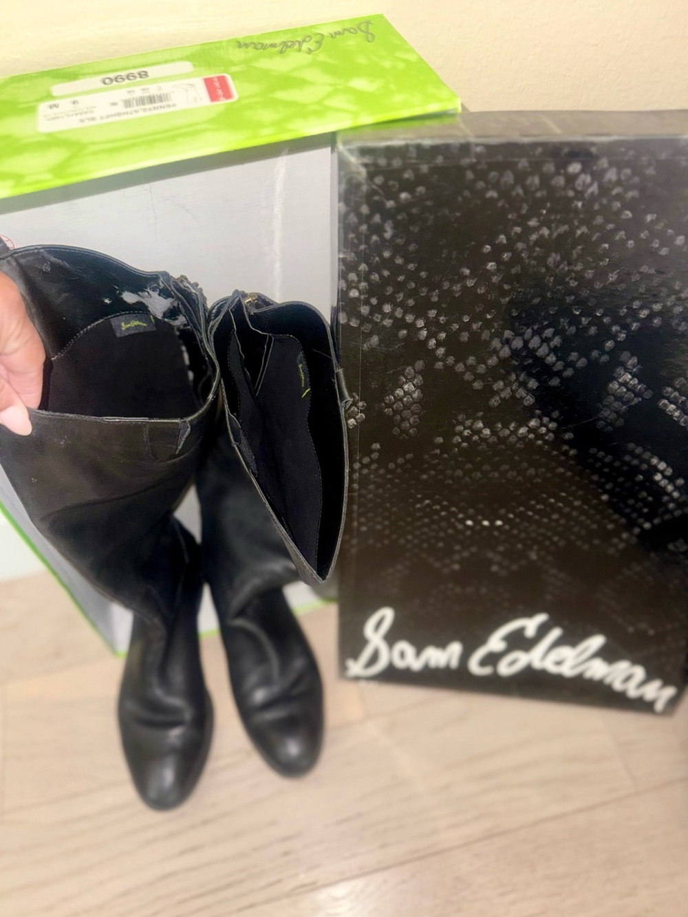 Sam Edelman Black Leather Knee-High Riding Boots